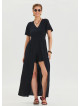 Black Women's Jumpsuit with Flounce Sleeves and Shorts Detail 4490